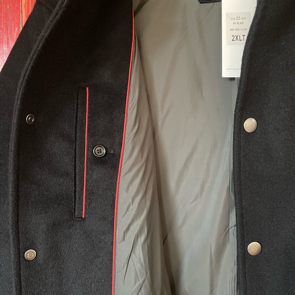 Black Sanyo Pea coat 100% wool size 2XLT - Picture 3 of 6